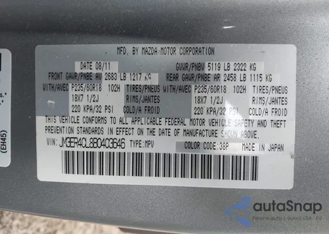 2011 Mazda Cx-7 S Touring from USA, damaged, VIN JM3ER4CL8B0403646